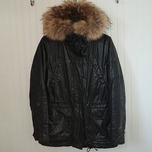 SAM. Parka rabbit fur lined removable vest - black